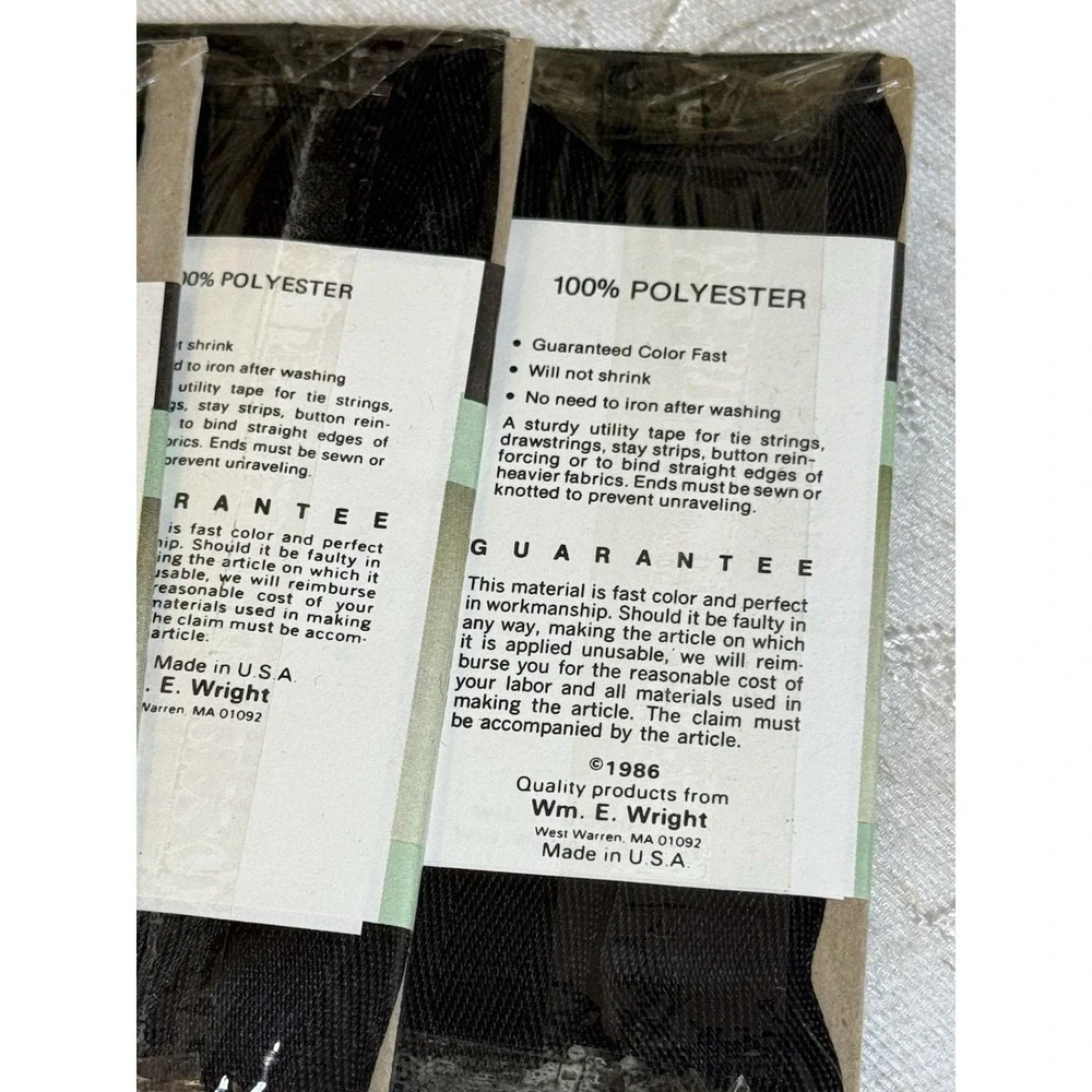 8pk Vintage Wrights Black Twill Tape 3/4